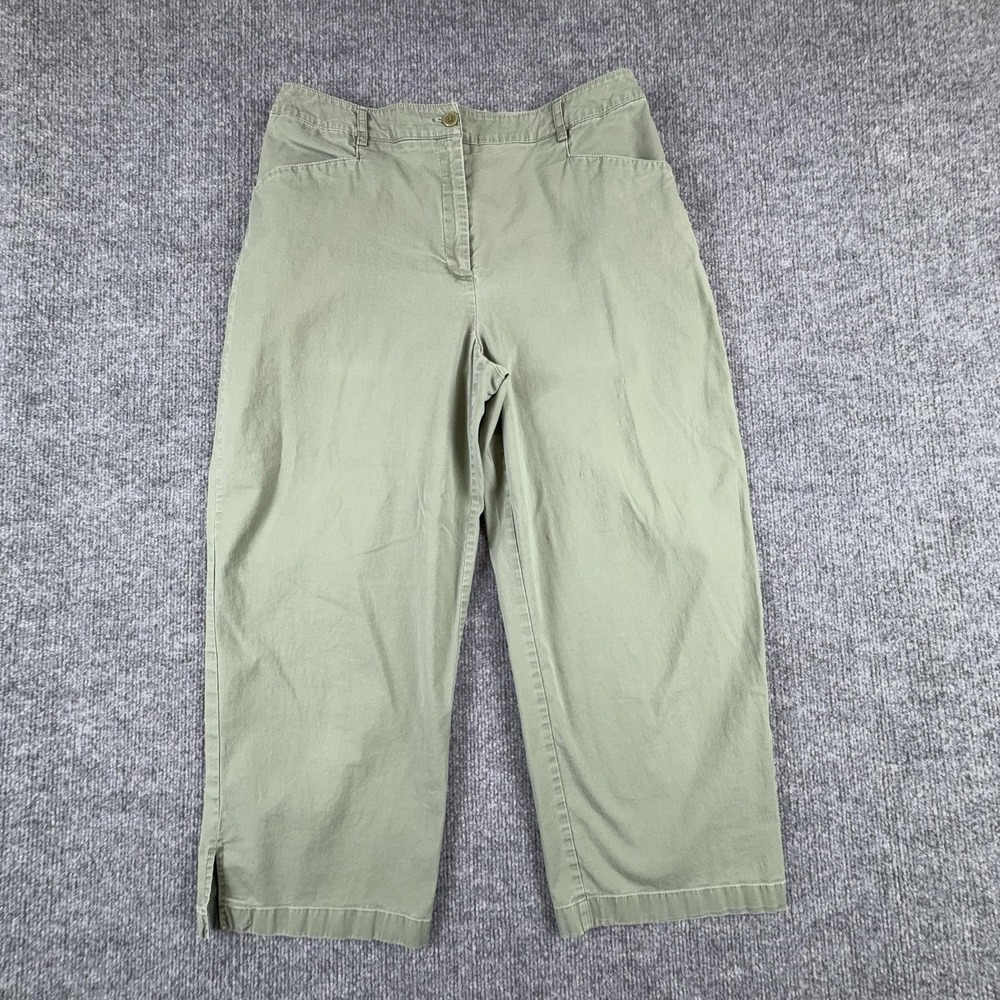 Croft & Barrow Capri Pants Womens 10‎ Green Twill Stretch Pockets Casual Cropped